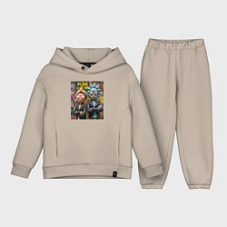 Детский костюм оверсайз Rick an Morty - punk is not dead, цвет: миндальный