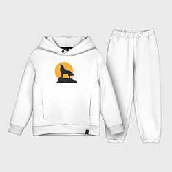Детский костюм оверсайз Волк на закате, цвет: белый