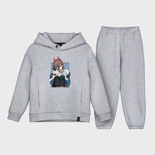 Детский костюм оверсайз Человек-бензопила Пауэр и кошка / Меланж – фото 1