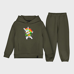 Детский костюм оверсайз Rainbow rabbit, цвет: хаки