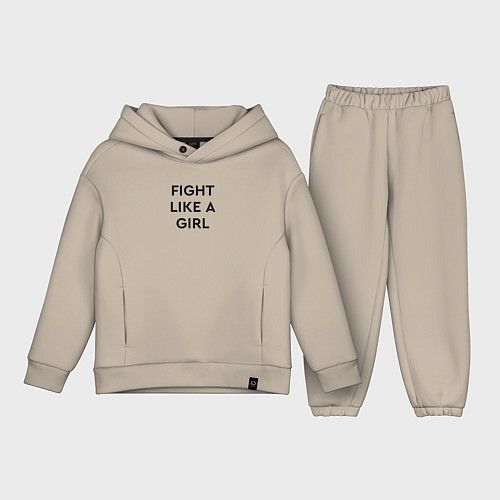 Детский костюм оверсайз Fight like a girl / Миндальный – фото 1
