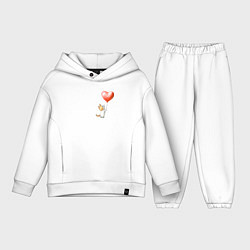 Детский костюм оверсайз Котик с шариком сердцем, цвет: белый