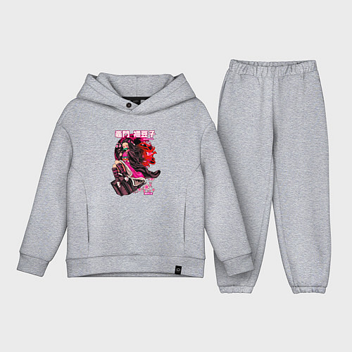 Детский костюм оверсайз Клинок рассекающий демонов Незуко луна / Меланж – фото 1