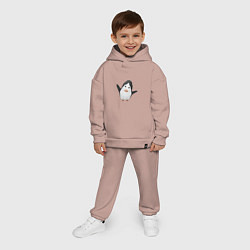 Детский костюм оверсайз Cartoon penguin, цвет: пыльно-розовый — фото 2