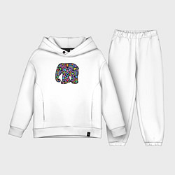 Детский костюм оверсайз Цветной слоник, цвет: белый
