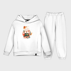 Детский костюм оверсайз Кошечка в кимоно, цвет: белый