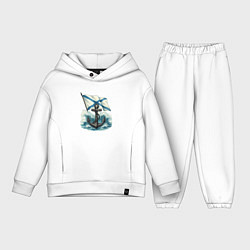 Детский костюм оверсайз ВМФ якорь и волны, цвет: белый