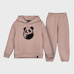 Детский костюм оверсайз Панда в круге, цвет: пыльно-розовый