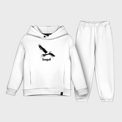 Детский костюм оверсайз Чайка черной краской, цвет: белый