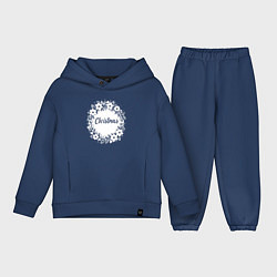 Детский костюм оверсайз Рождественский зимний венок, цвет: тёмно-синий