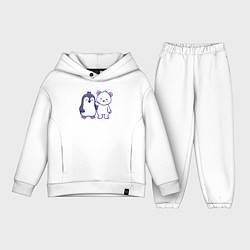 Детский костюм оверсайз Пингвин и белый медведь, цвет: белый