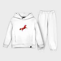 Детский костюм оверсайз Красная огненная лошадь встала на дыбы