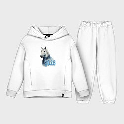 Детский костюм оверсайз Год лошади символ 2026, цвет: белый