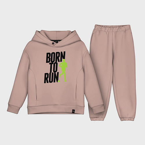 Детский костюм оверсайз Рожден для бега / Пыльно-розовый – фото 1