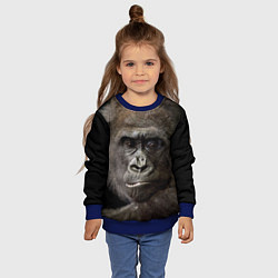 Свитшот детский Глаза гориллы, цвет: 3D-синий — фото 2