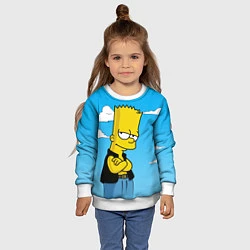 Свитшот детский Задумчивый Барт, цвет: 3D-белый — фото 2