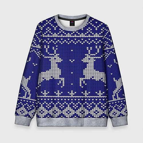 Детский свитшот Узор с оленями / 3D-Меланж – фото 1