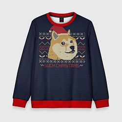 Свитшот детский Doge Such Christmas, цвет: 3D-красный