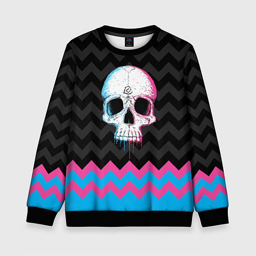 Детский свитшот Colored Skull / 3D-Черный – фото 1