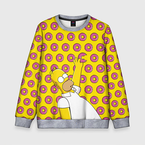 Детский свитшот Пончики Гомера Симпсона / 3D-Меланж – фото 1