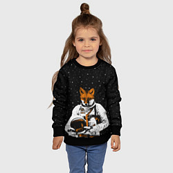 Свитшот детский Лис космонавт, цвет: 3D-черный — фото 2