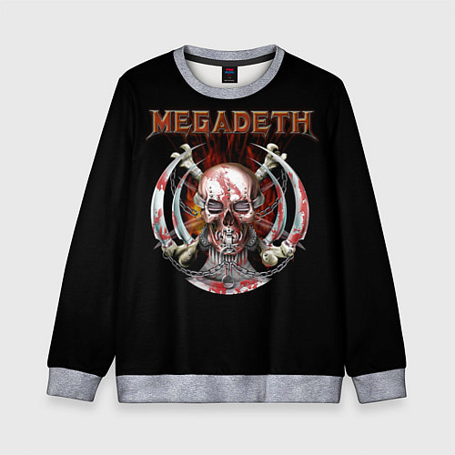 Детский свитшот Megadeth: Skull in chains / 3D-Меланж – фото 1