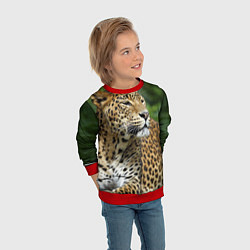 Свитшот детский Лик леопарда, цвет: 3D-красный — фото 2