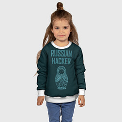 Свитшот детский Русский хакер, цвет: 3D-белый — фото 2