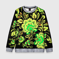 Детский свитшот Хохлома: черный и салатовый