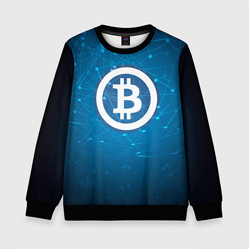 Детский свитшот Bitcoin Blue / 3D-Черный – фото 1