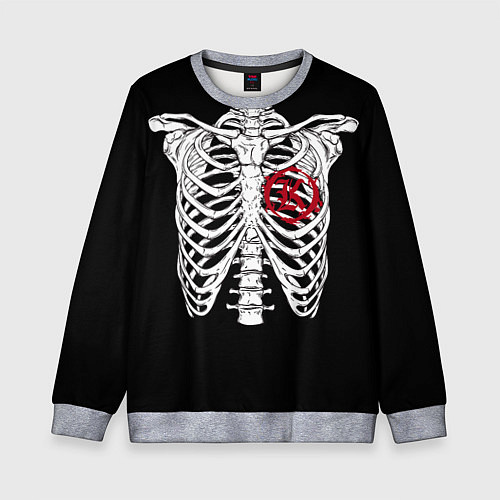 Детский свитшот Кукрыниксы: Скелет / 3D-Меланж – фото 1