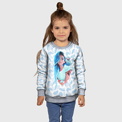Свитшот детский Девушка с совой, цвет: 3D-меланж — фото 2