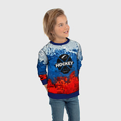 Свитшот детский Хоккей триколор, цвет: 3D-синий — фото 2