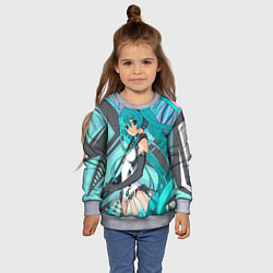 Свитшот детский Miku1, цвет: 3D-меланж — фото 2