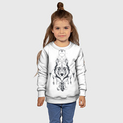 Свитшот детский Этно волк, цвет: 3D-белый — фото 2
