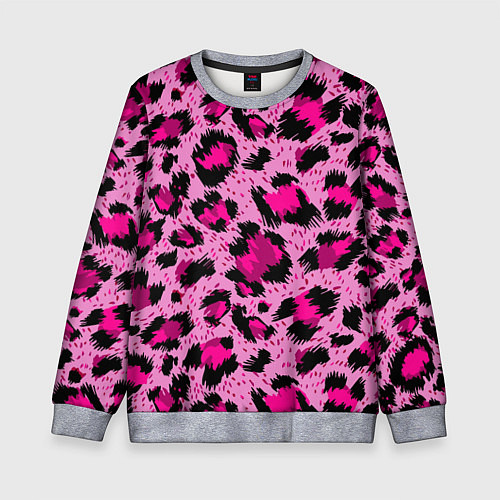 Детский свитшот Розовый леопард / 3D-Меланж – фото 1