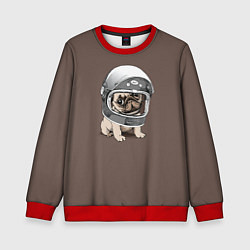 Свитшот детский Мопс космонавт, цвет: 3D-красный
