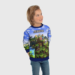 Свитшот детский Майнкрафт: Леонид, цвет: 3D-синий — фото 2