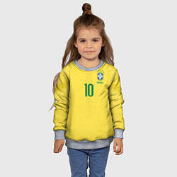 Свитшот детский Сборная Бразилии: Неймар ЧМ-2018 домашняя, цвет: 3D-меланж — фото 2
