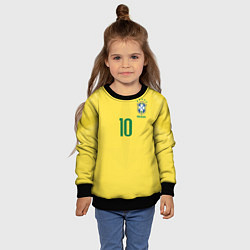 Свитшот детский Сборная Бразилии: Неймар ЧМ-2018 домашняя, цвет: 3D-черный — фото 2