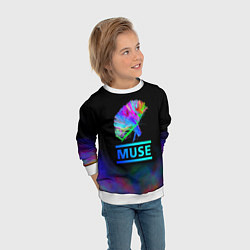 Свитшот детский Muse: Neon Flower, цвет: 3D-белый — фото 2