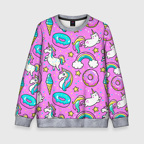 Детский свитшот Сказочные единороги / 3D-Меланж – фото 1