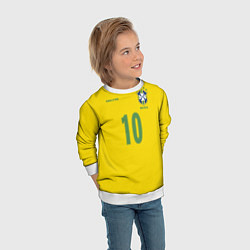 Свитшот детский Сборная Бразилии: Роналдиньо 10, цвет: 3D-белый — фото 2