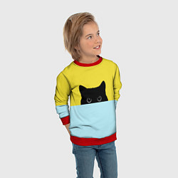 Свитшот детский Черный котик, цвет: 3D-красный — фото 2