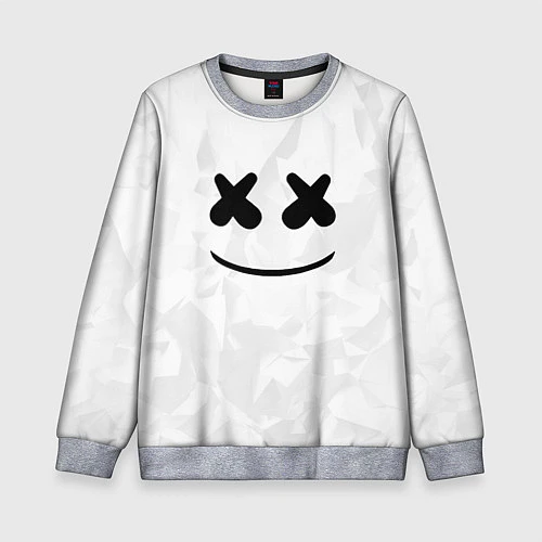 Детский свитшот Marshmello: White Face / 3D-Меланж – фото 1