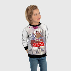 Свитшот детский Senpai: White Girl, цвет: 3D-черный — фото 2