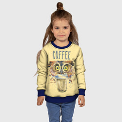 Свитшот детский Owls like coffee, цвет: 3D-синий — фото 2