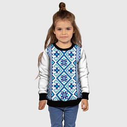 Свитшот детский Орнамент Руси: синий, цвет: 3D-черный — фото 2
