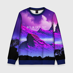 Свитшот детский No Man's Sky: Neon Mountains, цвет: 3D-синий