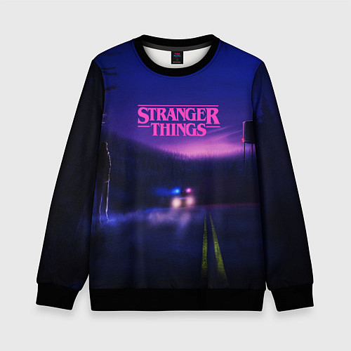 Детский свитшот Stranger Things: Neon Road / 3D-Черный – фото 1